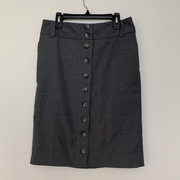 Banana Republic gray button front midi pencil skirt - Picture 2 of 2